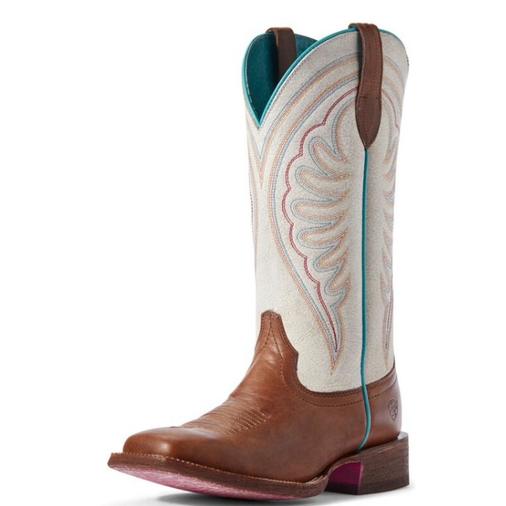 Ariat Women's Circuit Shiloh Western Boot Cedar/White Square Toe Boots 6.5B